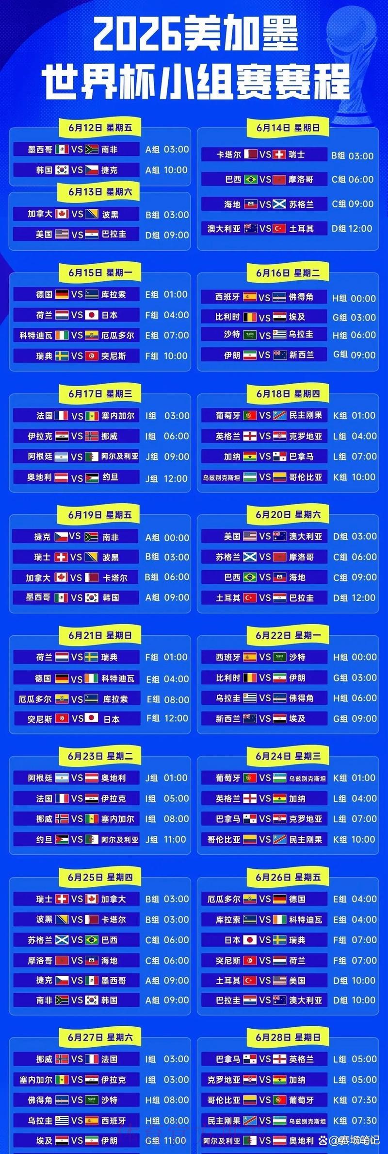 世界杯赛程时间完整查询攻略
